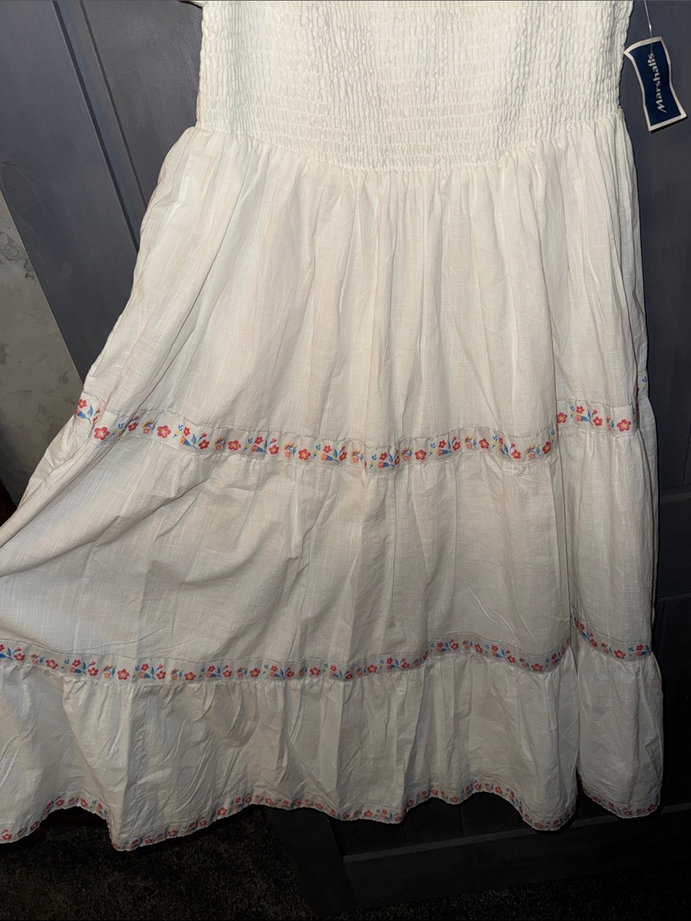 NEW Rachel Zoe White Tiered Puff Sleeve Dress with Floral Trim - Picture 3 of 7